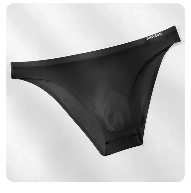 Sem costura de secagem rápida cuecas masculinas cor sólida seda gelo ultra-fino cuecas sexy respirável 3d bolsa calcinha — image 23