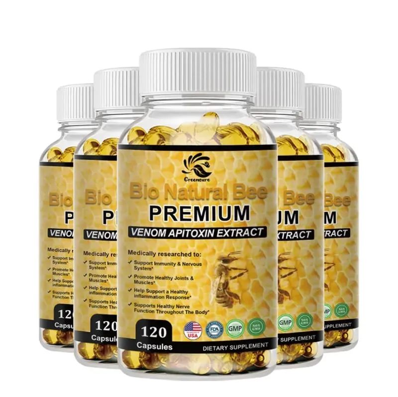 Greensure Natural BEE Venom Capsule pour l'immunité et l'antioxydation - 60/120 Capsules - Sans OGM
