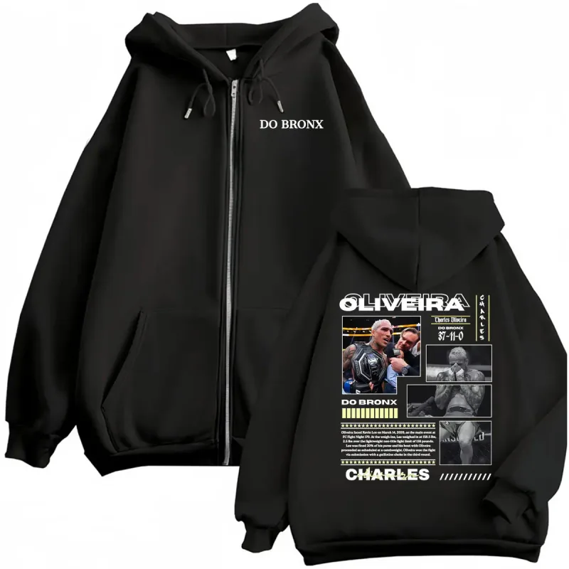 Do Bronxs Charles Oliveira Sweatshirt Jacket Coats Men Women Violence Aesthetic Zipper Hoodies High Quality Fleece Zip Up Hoodie — image 1