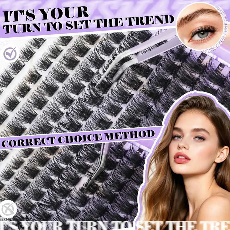 Wispy Thick Lashes Clusters Natural Fluffy Segmented Lashes 3D Individual Volume Lash 8-16mm Mixed DIY Eyelash Extension — image 3