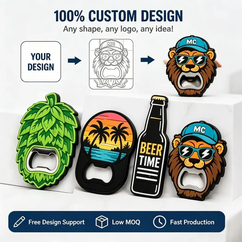 Custom PVC Bottle Opener Custom Logo Soft Rubber Beer Opener Personalized Promotional Gift Bar Tool Keychain Souvenir — image 2