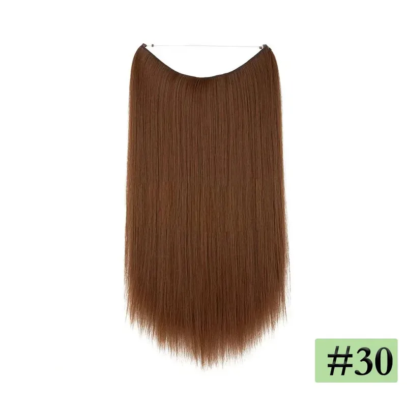 14"-22" 120g Synthetic Halo Hair Extensions With Clips 27-613 Blonde Auburn Brown High Temperature Fiber Thick False Hair Piece — image 5