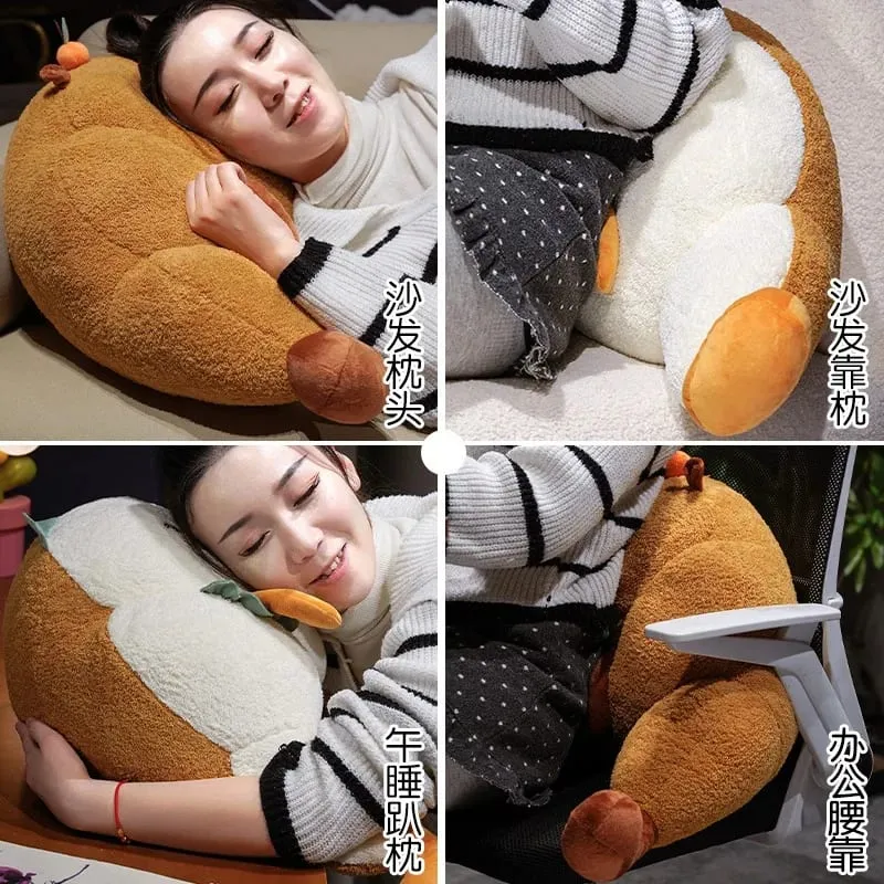 70cm Croissant Lumbar Support Pillow Cute Capybara Carrot Toast Soft Stuffed Plush Toy Sofa Cushion Chair Back Pillow Charm Gift