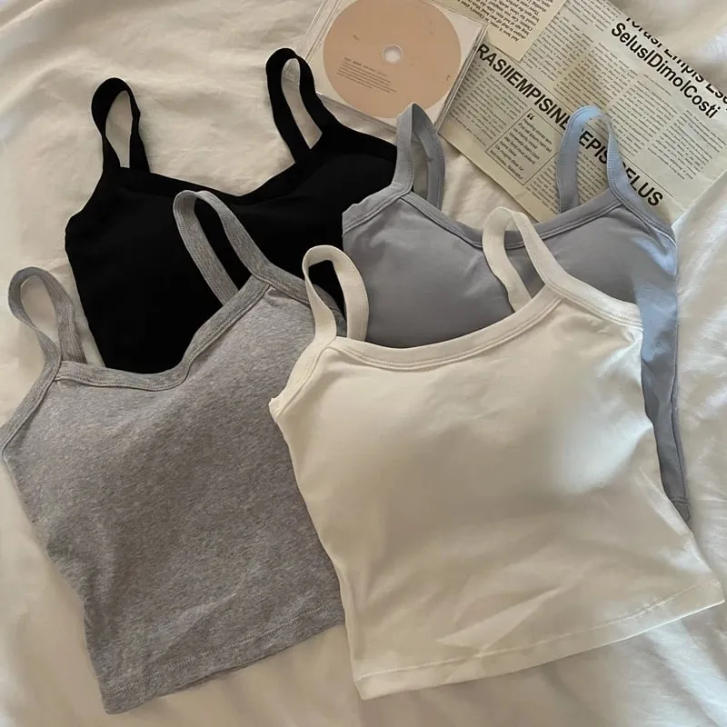 Sleeveless Women Tank Tops with Breast Pads Summer Sexy Slim Crop Top Basic T-shirt Vest Lingerie Bras Tube Tops Hot Underwear — image 7