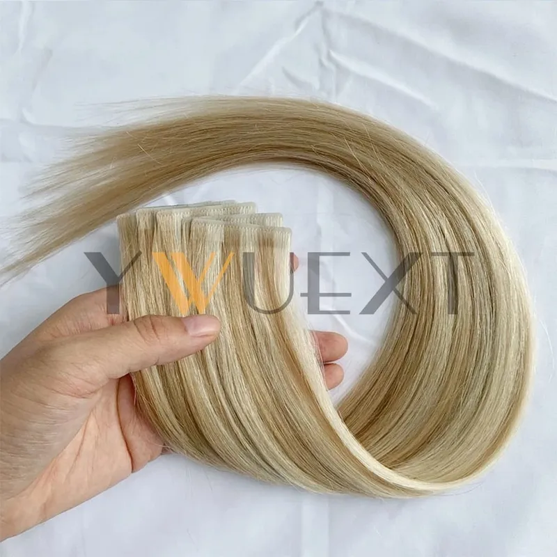 Invisible PU Skin Weft Hair Extensions Natural Straight Machine Remy Seamless Adhesive Tape In Human Hair 10pcs/pack — image 15