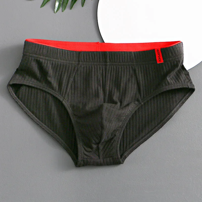 1/3PCS Panlalaking Brief sa Gitnang Baywang Elastic Soft Breathable Anti-septic U Convex Striped Solid Color Casual Men Underpants Underwear men — image 26