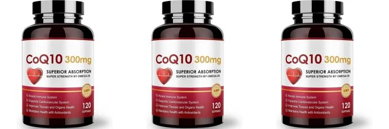 CoQ10 300mg Softgels with PQQ Omega-3 Coenzyme Q10 High Absorption Antioxidant Daily Energy Support Non-GMO 120 Count Adults