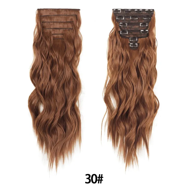 Clip in Hair Extensions 6PCS Thick Synthetic Hair Long Beach Waves hair Invisible Lace Weft Natural Soft Hairpieces for Women