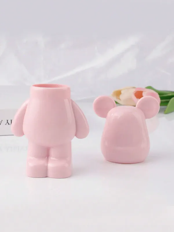 4‑Pcs Cherry Print Makeup Brush Set With Cute Bear‑shaped Storage Case Soft Bristle Blush Eyeshadow Detail Make‑up Brushes Kit — image 3
