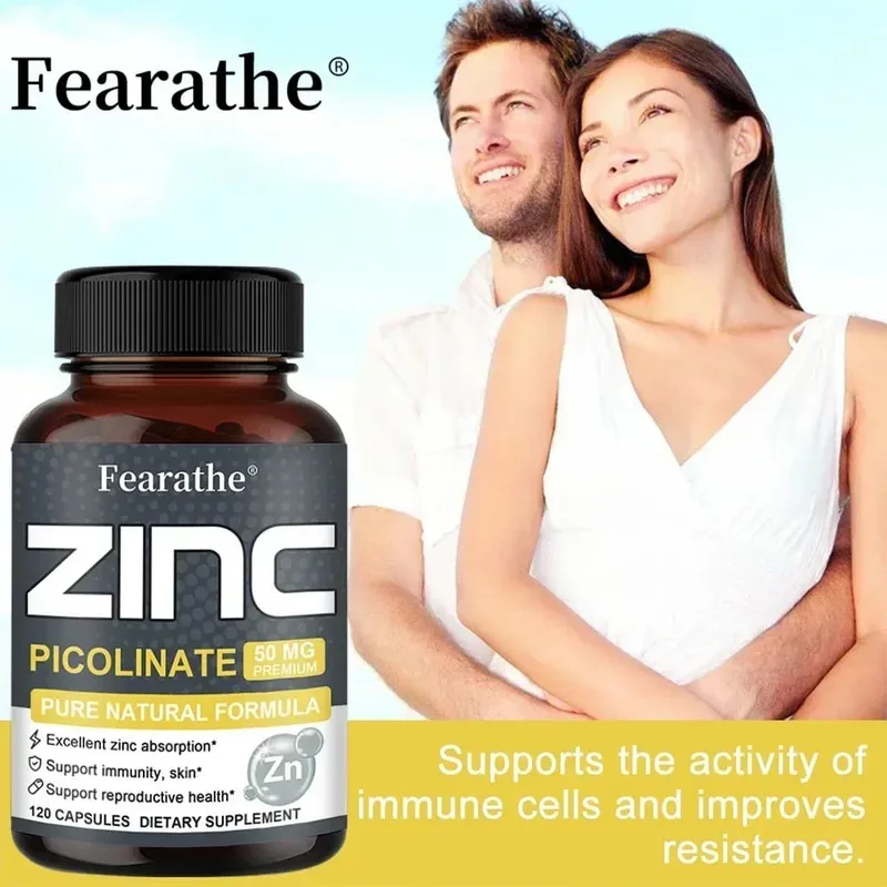 Capsules de zinc 50 mg - Supplément de soutien immunitaire antioxydant naturel pour les cheveux, les ongles et la peau unisexe — image 3