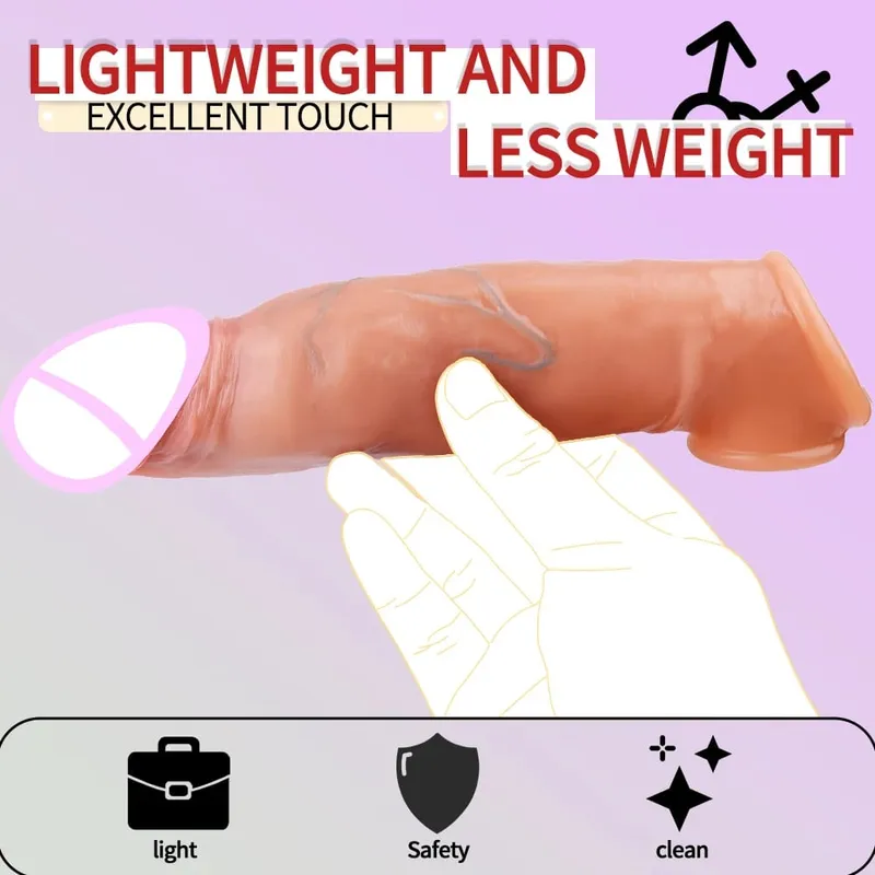 Makatotohanang Reusable Penis Sleeve Manipis Silicone Holster na May Anti-snap Ring Cock Enlargement Extender Para sa Mga Lalaki Delay Ejaculation — image 5