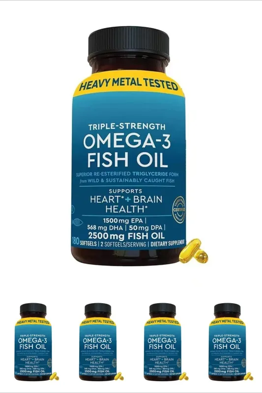 Omega-3 Fish Oil Softgels 2500mg EPA DHA DPA RTG Form 180 Count Non-GMO Gluten Free Daily Wellness Supplement for Adults — image 12