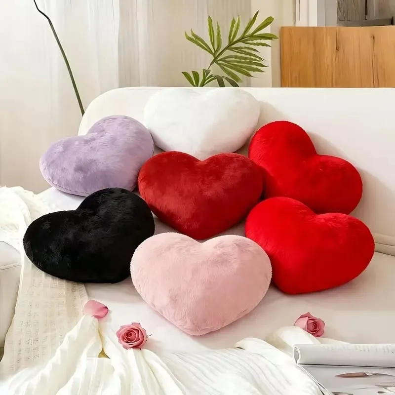 Valentine‘s Day Gift Heart Pillow Cute Fuzzy Throw Pillow for Home Decor Photo Shoot Prop Romantic Decorations Cushion — image 4