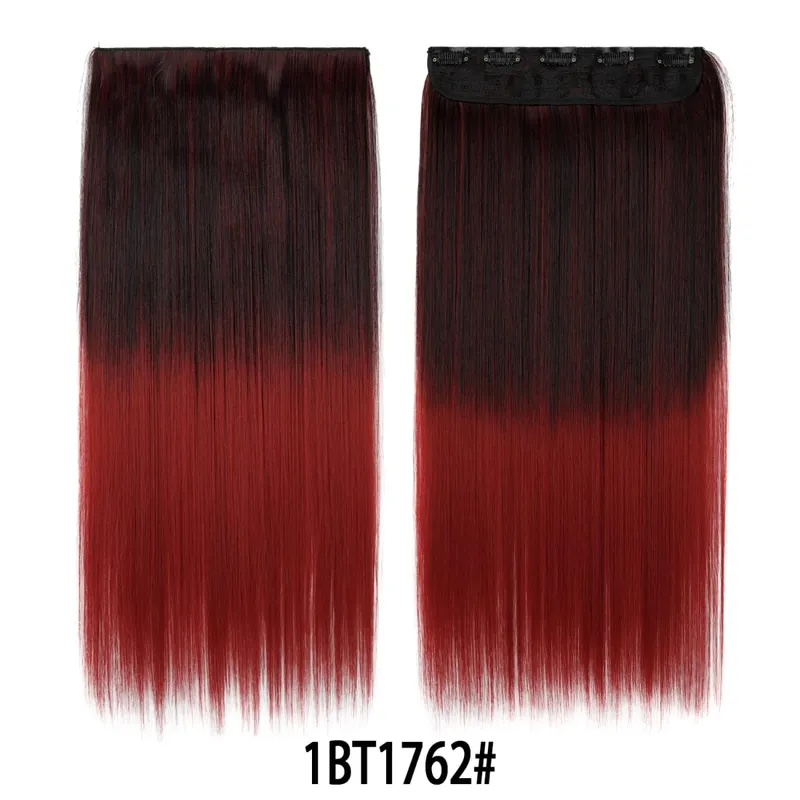 Jeedou Rainbow Hairpieces Clip In Hair Extension Ombre Color One Piece With 5Clips Straight Hair Wig For Girls Halloween Cosplay — image 9