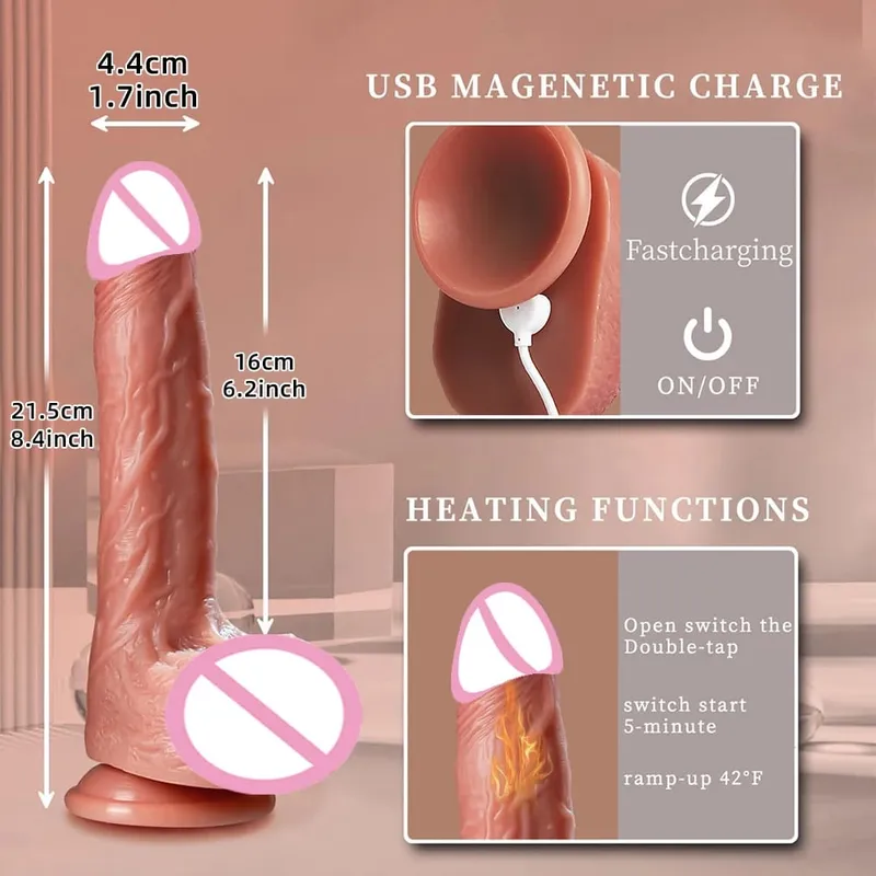 Thrusting Dildo Realistic Penis G Spot Clitoris Stimulator Adult Sex Toy Soft Silicone Man Dick For Women Couple Sex Product — image 3