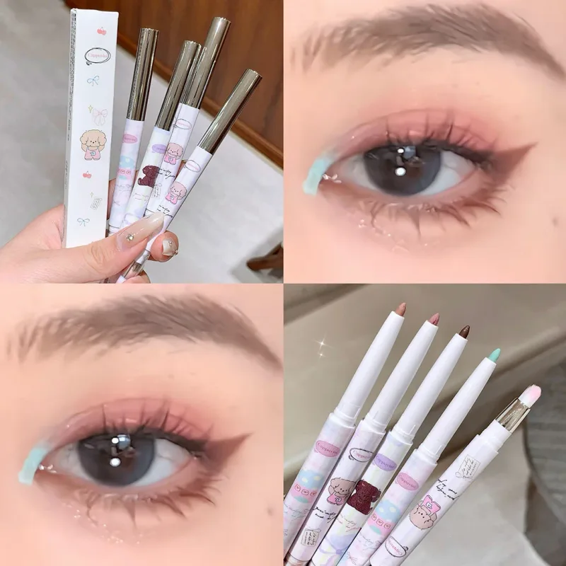 Pearlescent Grape Eyeliner Gel With Brush Blend Silky Smooth Tea Brown Pink Lying Silkworm Waterproof Eye Liner Pencil Makeup