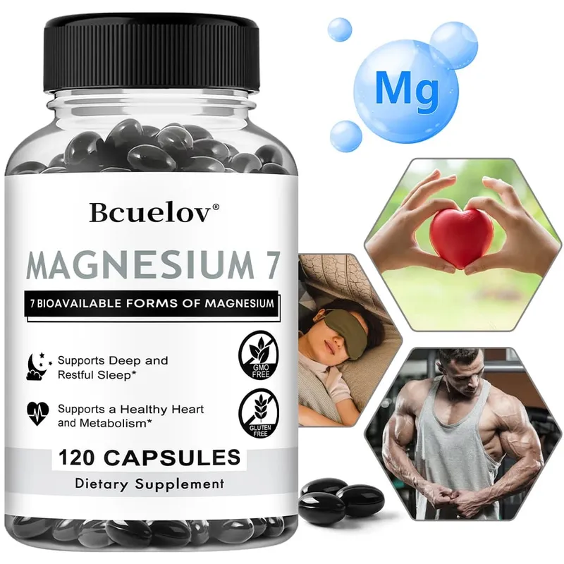Magnesium 7 Supplement Natural Magnesium Capsules for Heart Sleep and Metabolism Support with Vitamin B6 Vegan Non-GMO — image 1