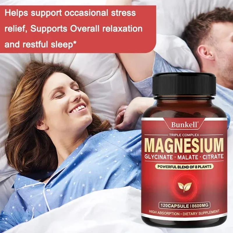 Vysoce vstřebatelný magnesium glycinát malát citrát 100% chelátový bez GMO vegetariánský bezlepkový 8 600 Mg 120 tobolek — image 5