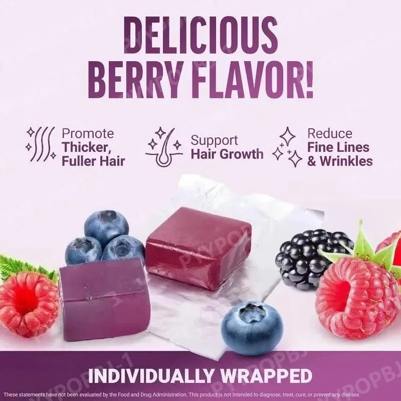 Hair Vitamins Gummies Berry Flavor 60 Count Nutrition Supplement with Biotin & Vitamins C E — Promote Wellness Hair Growth — image 4