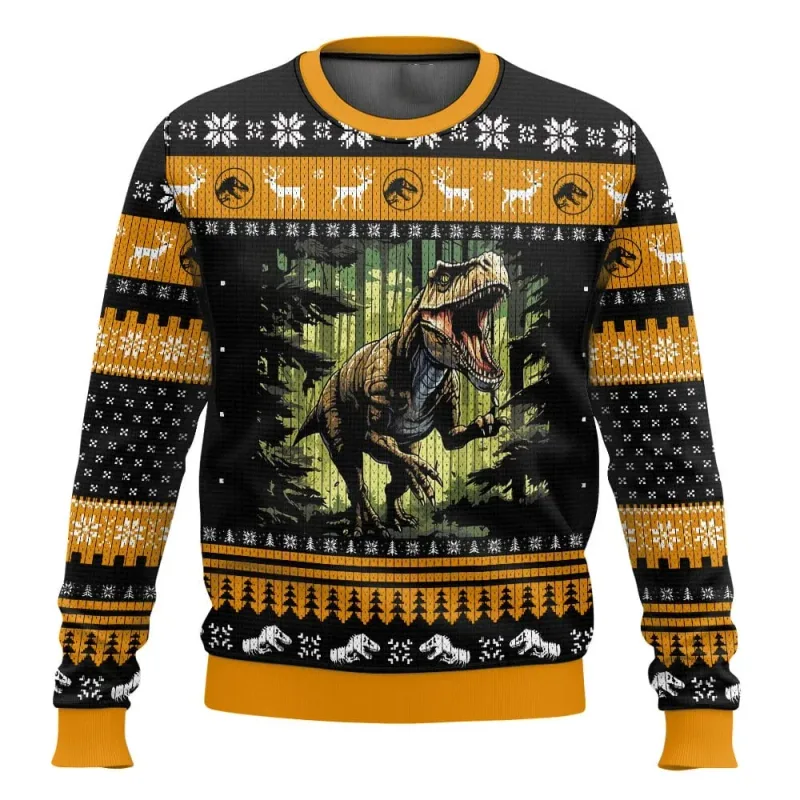 Jurassic Park Dinossauros Feliz Natal Roupas Presentes Suéteres de Papai Noel Moletons masculinos e femininos 3D Festa de outono e inverno — image 18