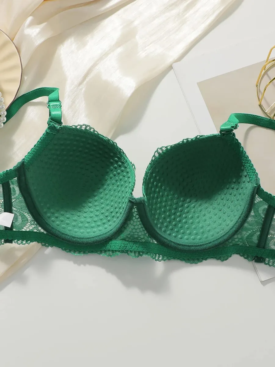 Hot selling green lace lingerie set sexy bra 2-piece set fashionable white display set push up braissere A2123 — image 4