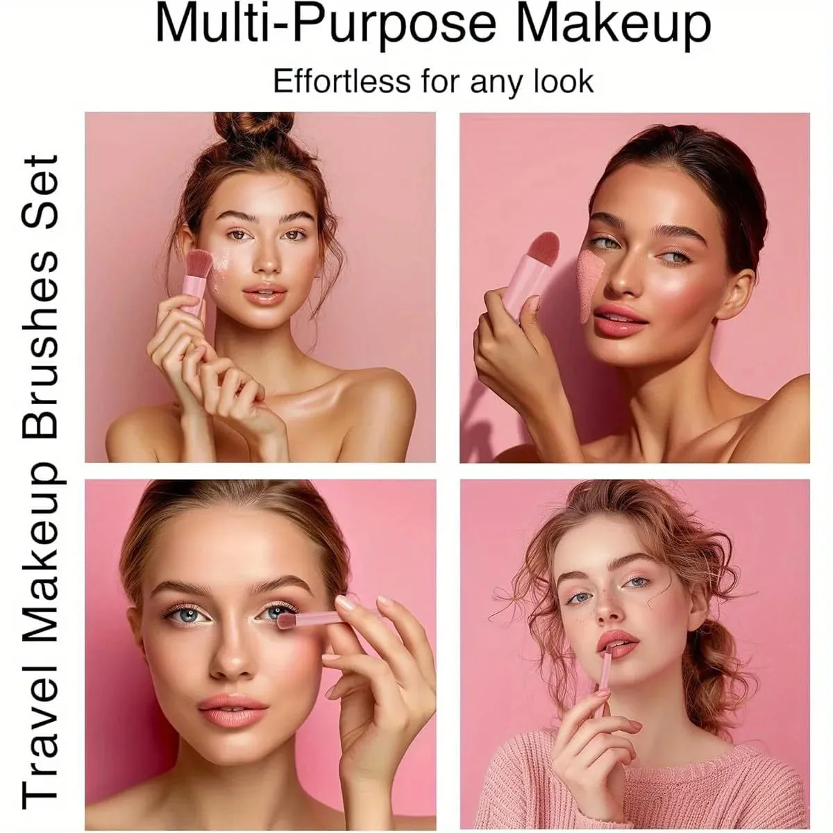 Mini 5-Piece Portable Makeup Brush Set With Mirror - Makeup Brush Travel Set Eyeshadow Brush Tool — image 6