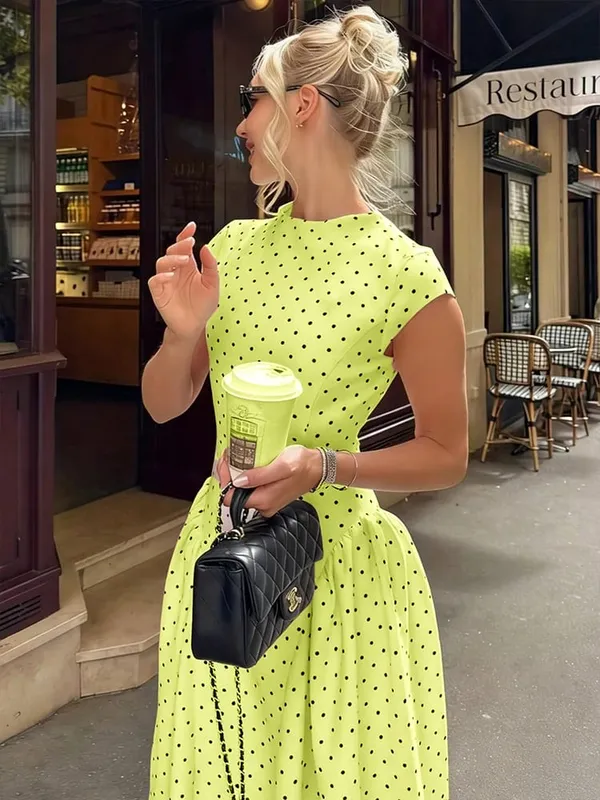 Women New Long Dresses Summer Elegant Upgraded Version Casual Polka Dots Party Dress Graceful Holiday Casual Slim Female Dresses — image 10