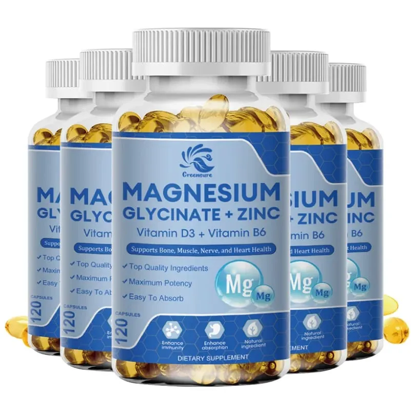 Kapsul Magnesium Glycinate D3 B6 untuk Otot Saraf Tidur Relaksasi dan Suplemen Kesihatan Jantung — image 9