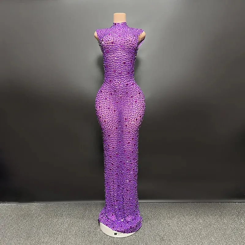 Elegante luxo cristal vestido de festa aniversário celebração vestido noiva diamante longo vestido de baile mãe formal grande vestido de festa — image 6