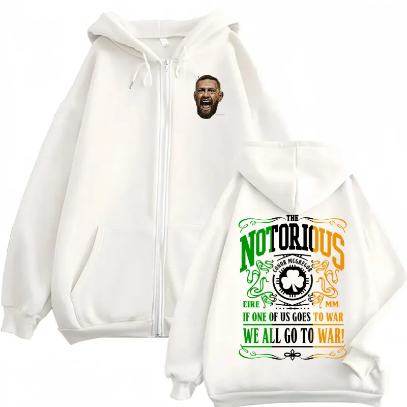 The Notorious Conor Mcgregor Zipper Hoodies Men Women Violence Aesthetic Sweatshirts Jacket Casual Fleece Zip Up Pullovers Coats
