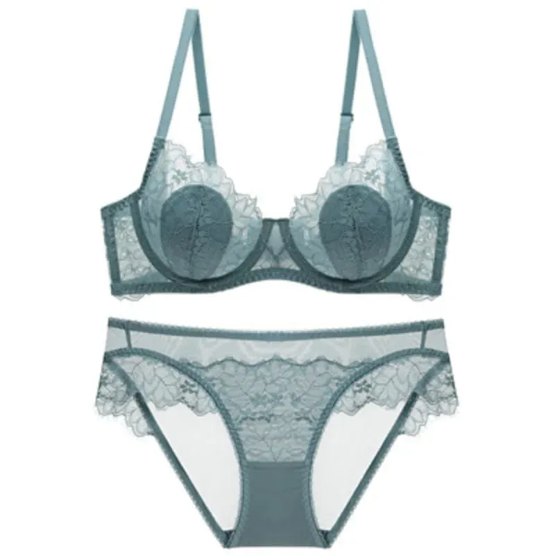 Tunt BH Set Kvinnor Spets Underkläder Set Mesh Underkläder Elegant Dam BH och Trosa Set Mjuk Ventilera — image 2