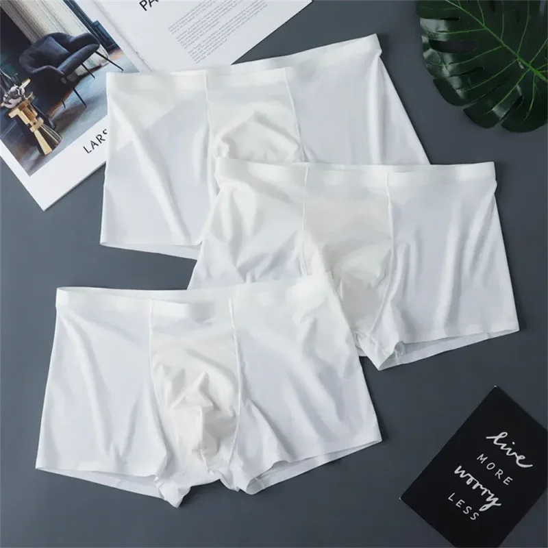 3PCS Mataas na Kalidad ng Panlalaking Ice Silk na Kasuotang Panloob sa Tag-init na Manipis Makahinga na Seamless na Panty Sexy na Panlalaking Panloob na Plus Size — image 3
