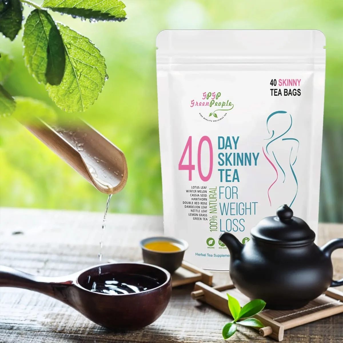 Integratore naturale per la perdita di peso disintossicante magro a base di erbe da 40 giorni, senza caffeina, vitamine e integratori per alimenti salutari non OGM — image 4