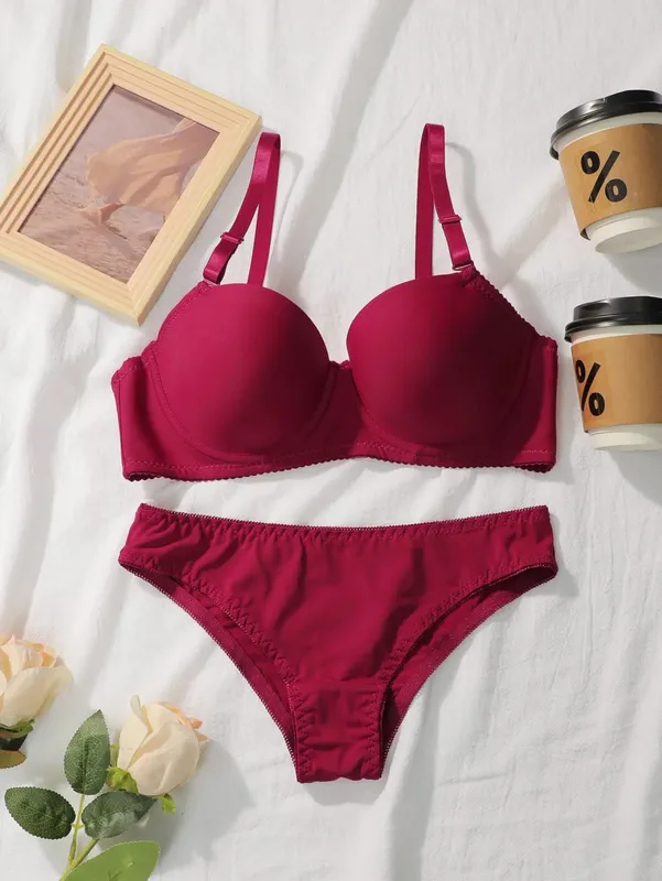 Hot selling solid color 2-piece underwear set multi-color daily four season Bra set comfortable to wear sexy Lingerie 2611 — image 11