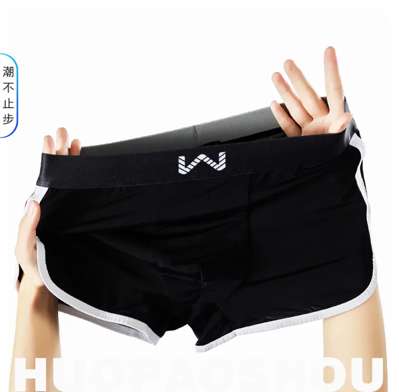 3 unidades/pacote de seda gelo respirável malha antibacteriana cuecas masculinas grande espaço bolsa calcinha alta cintura elástica boxer homme — image 8