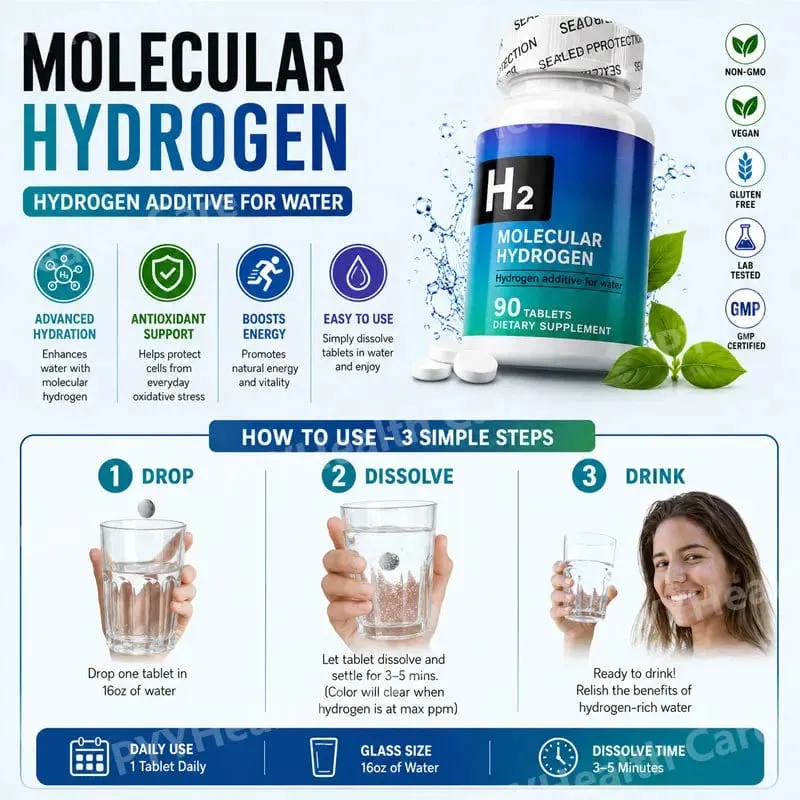 Comprimidos de hidrogênio molecular com magnésio para beber água, relaxamento muscular, energia, metabolismo, suporte para saúde óssea, 90 comprimidos — image 6