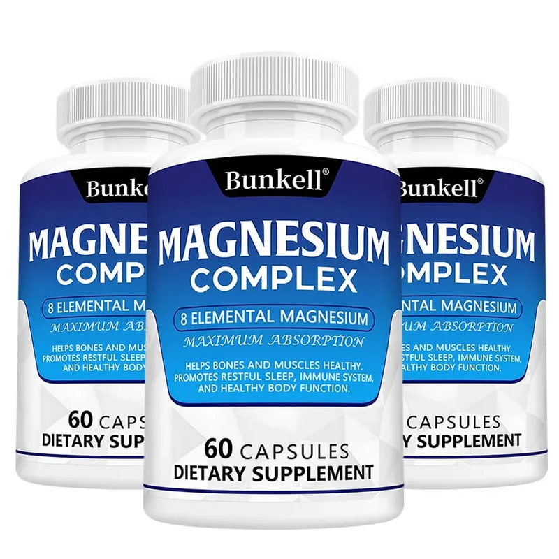 Complexo de magnésio 120 cápsulas - suplemento de saúde óssea, muscular e cardíaca, suporte para sono, relaxamento muscular, estresse e alívio de ansiedade — image 11