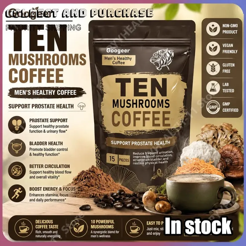 Supplement ng Mushroom Powder na may 10 Mushroom Blend Men's Healthy Mushrooms Coffee Powder Pang-araw-araw na Nutrisyon at Suporta sa Enerhiya — image 2