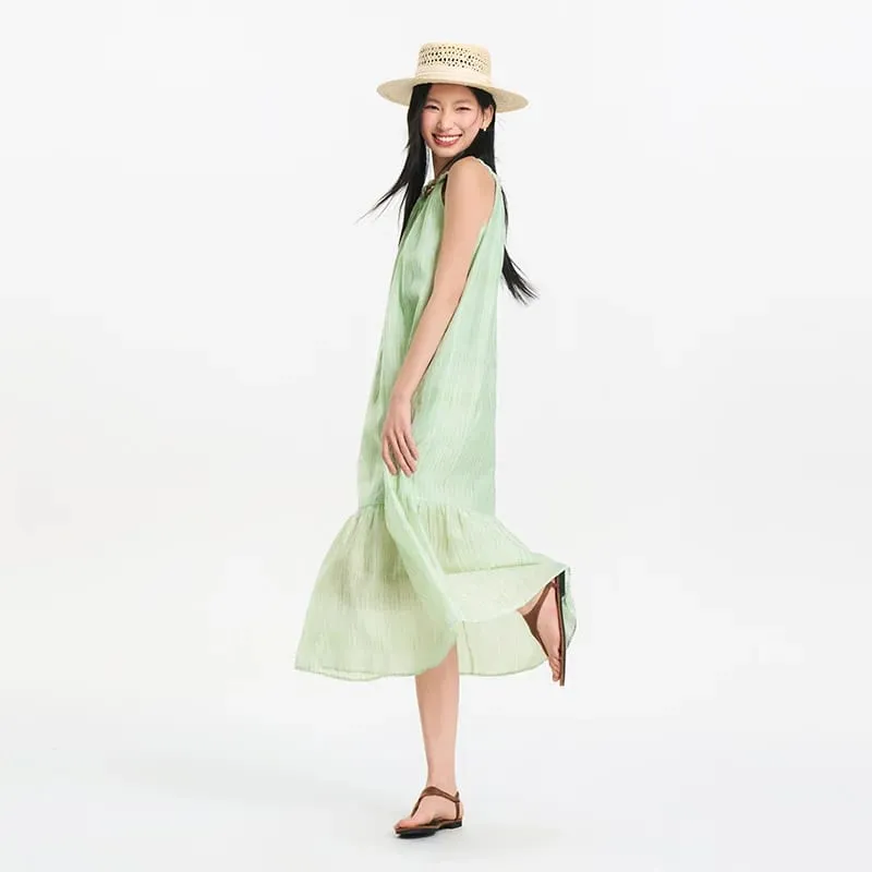 Semir 女性ドレスちょう結びテクスチャーホルターネック休暇 A ラインマキシ 2026 夏ロマンチックなフレッシュエレガントソフト快適なホリデートップ — image 7