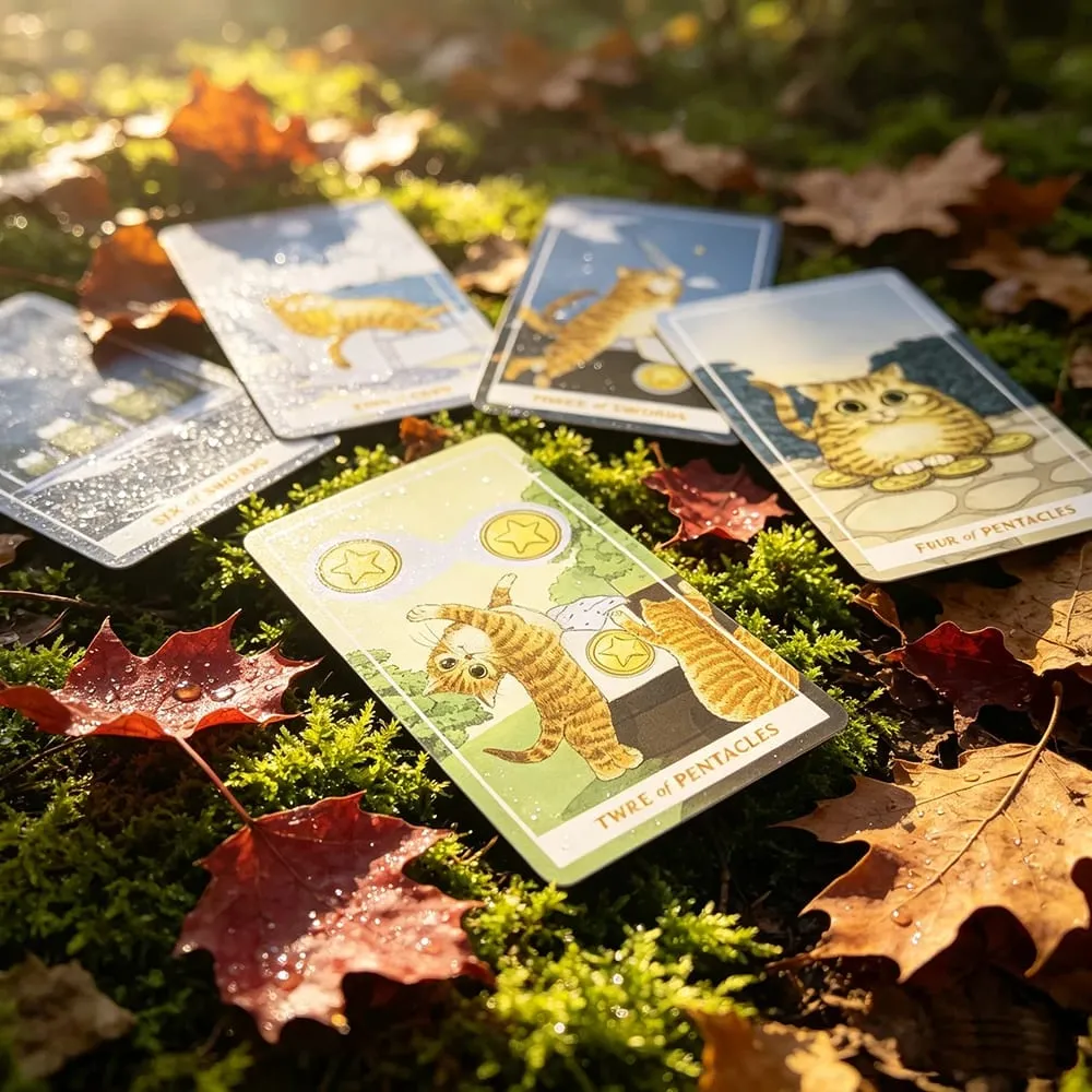 Sunny Cat Tarot Cards Fortune‑Telling Cards Game Spiritual Guidance Divination Cards Cute Witchcraft Gift for Women & Cat Lovers — image 5