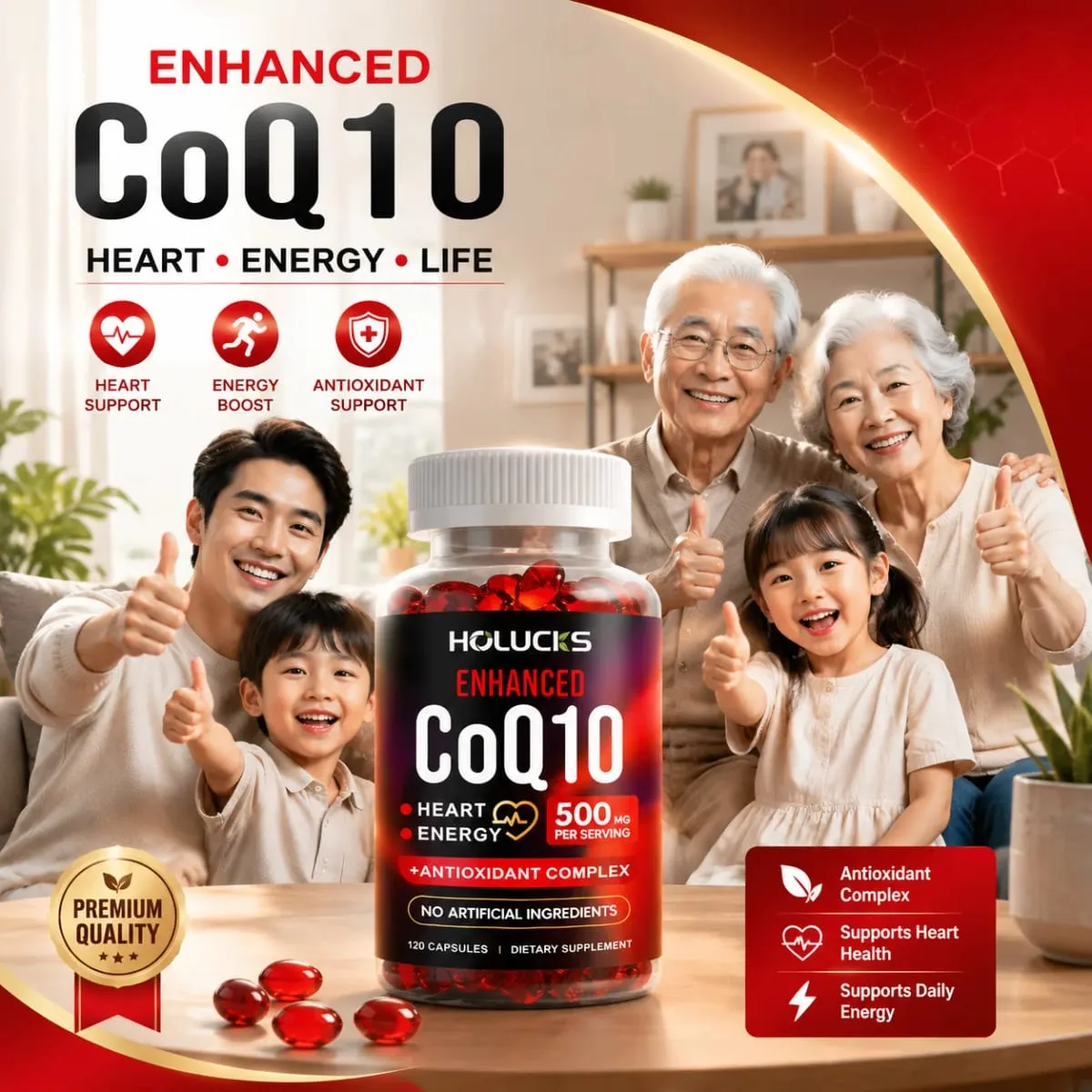 High Potency COQ10 Capsules with Turmeric Trans-Resveratrol Antioxidant & Cognitive Health Support Overall Wellness