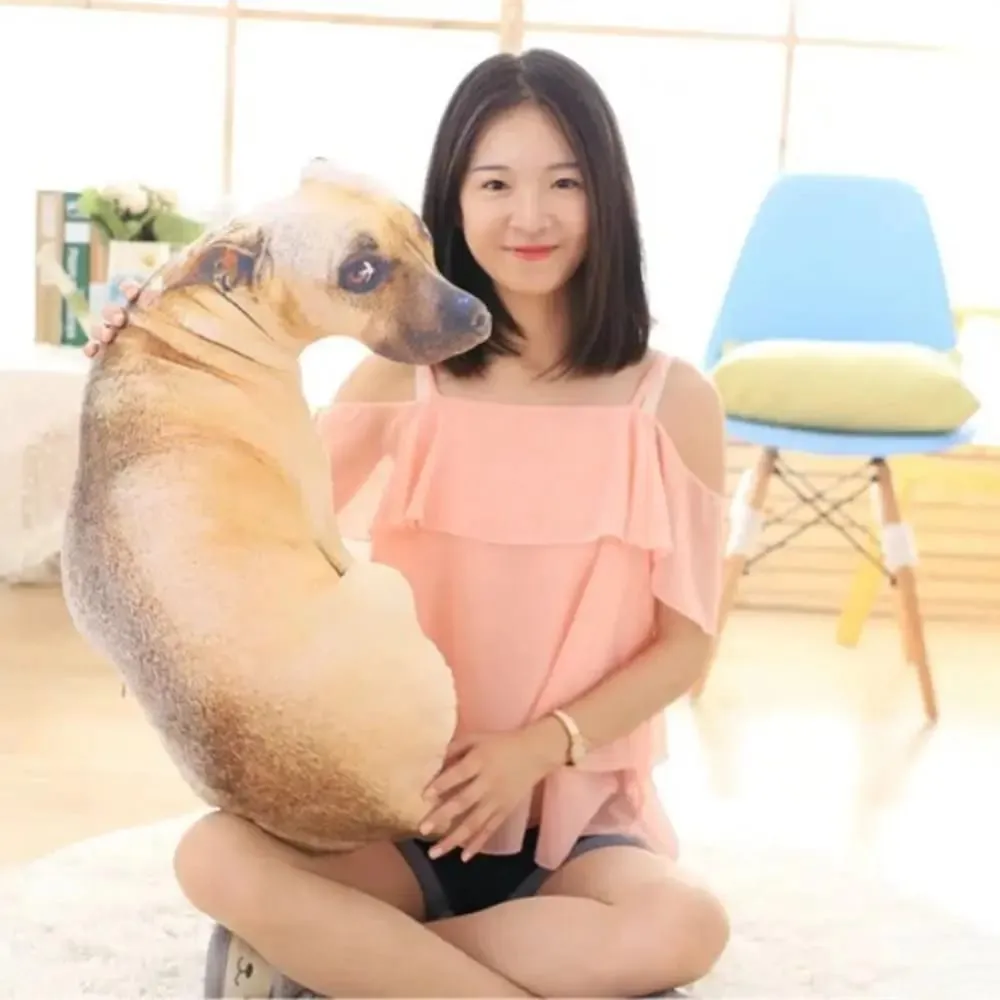 Cute 3D Lifelike Animal Throw Pillow Plush Creative Dog Pillow Soft Cushion Office
