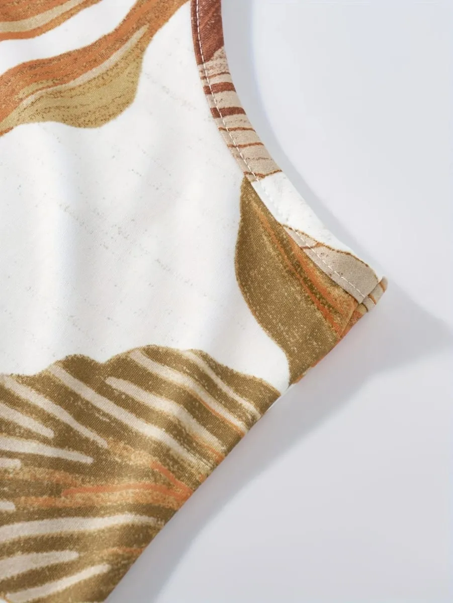 Printed Design Casual Wind Palmette Floral Slip Dress — image 6