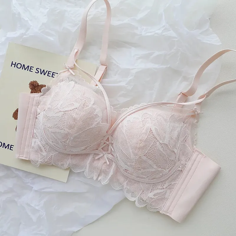 French Garden MOYISU Lace Bra Set 32-38 AB Wireless Thin Cup Push Up Anti Sag セクシー Support Lingerie Suitable Small Bust — image 11
