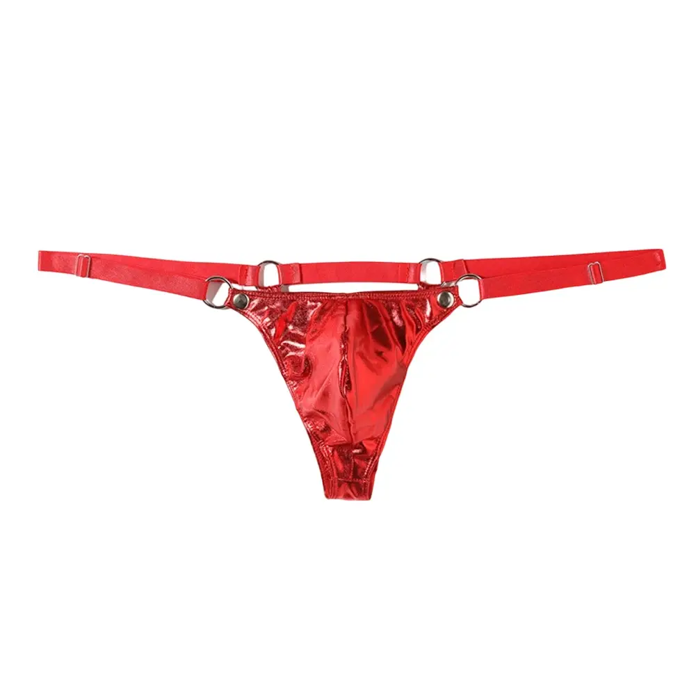 1pc Mannen Lakleer G-String Sexy Thong V-back Lage Ring Rise T-back Ardennen Pouch Lingerie ondergoed Gay Sissy Hot Clubwear — image 7
