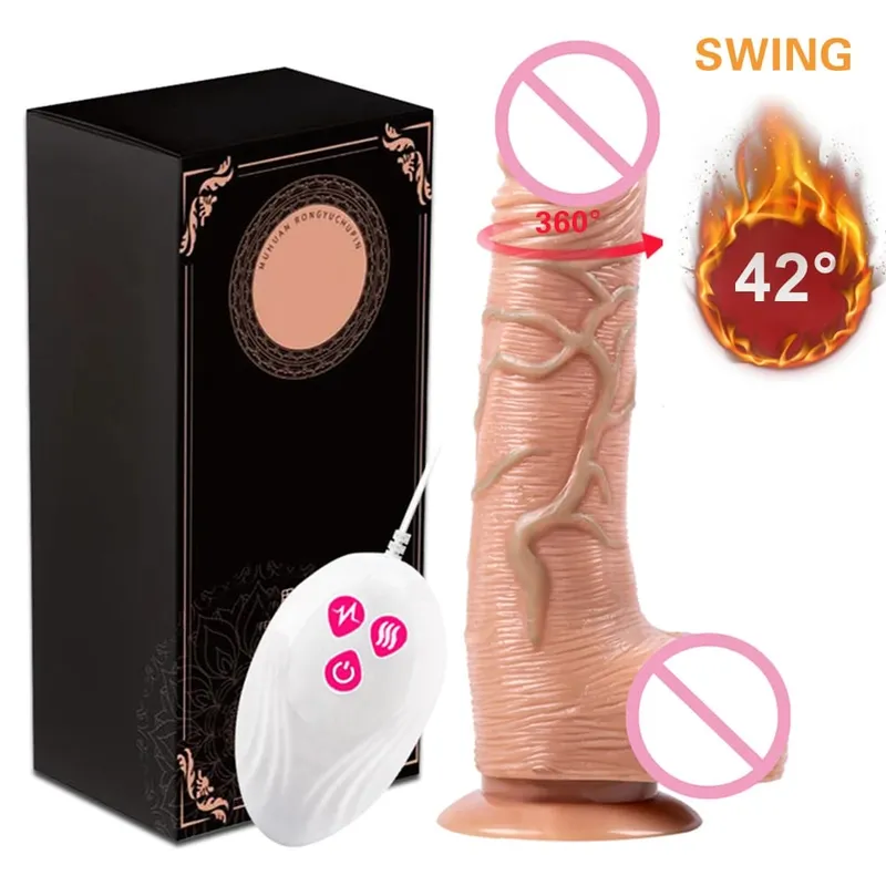 Teleskopické vibrační tahání realistické dildo ženská masturbace s přísavkou Vyhřívání penisu Dick pro ženy — image 8