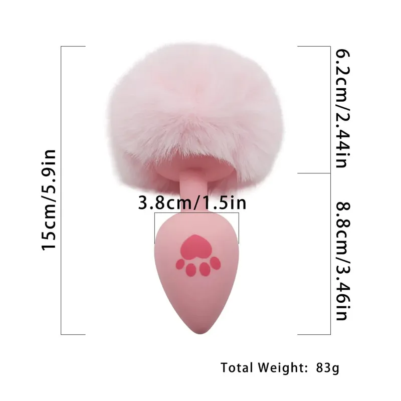 4 Sizes Cute Pink Cat's Paw Print Silicone Anal Plug Soft Tail Butt Plug Adult Game Anal Beads Erotic Cosplay Sex Toys For Women
