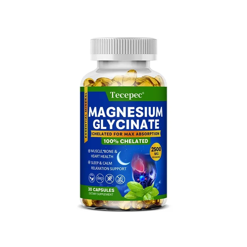 Suplemento de Glicinato de Magnésio Altamente Absorvido Suporta Relaxamento e Recuperação Muscular Biodisponibilidade Máxima 120 Cápsulas