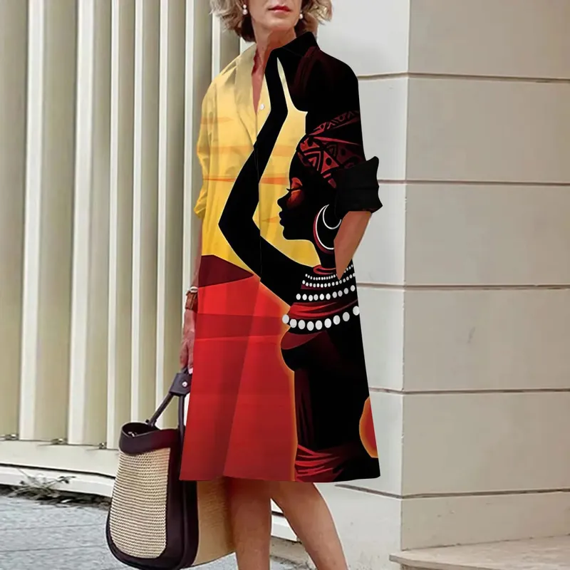 Verão novos vestidos femininos moda personagem arte padrão solto tamanho grande casual temperamento commuter irregular saia longa topos — image 14