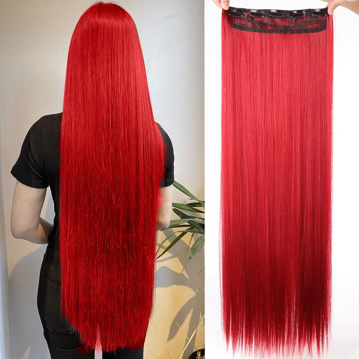JKL Synthetic 5 Clip In Hair Extensions Long Straight Hairstyle Hairpiece Black Brown Blonde 80CM Natural Fake Hair For Women — image 12
